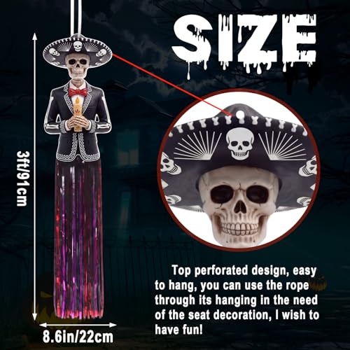 Day of the Dead Hanging Sugar Skull Decorations - Candle Style, 6 Pieces, 3 Ft