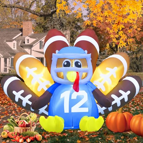 8FT Thanksgiving Inflatable Turkey with LED Lights - Outdoor Garden Decor - Variation of Turkey #12