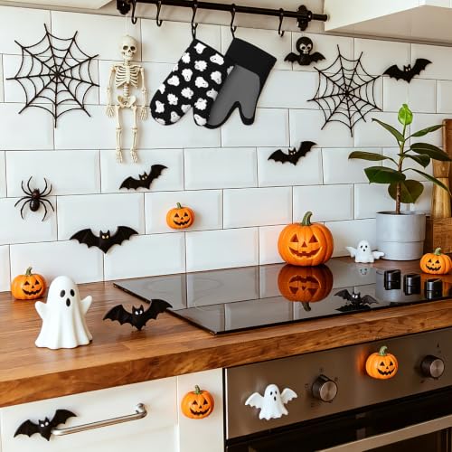 Halloween Ghost Silicone Oven Mitts Set - Spooky Non-Slip Heat-Resistant Kitchen Gloves with Variation: Ghost