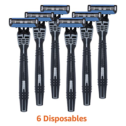 Disposable Razors for Men - 3-Blade, Hypoallergenic, Close Shave, 6 Pack