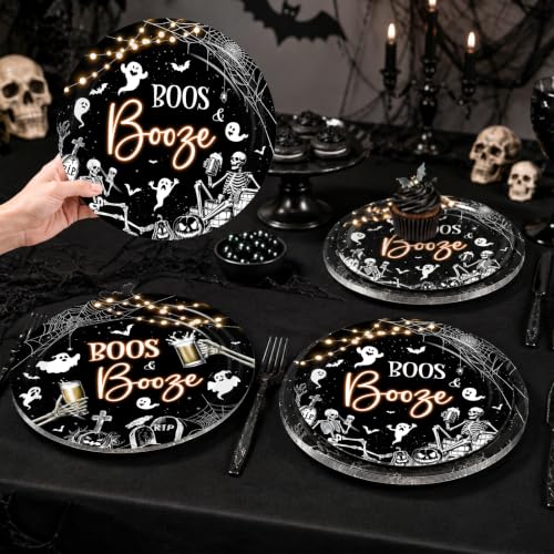 144PCS Halloween Skeleton Party Tableware Set Plates Napkins Cups Cutlery
