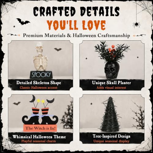 Halloween Tiered Tray Decor Set - 8pcs Spooky Farmhouse Halloween Decorations