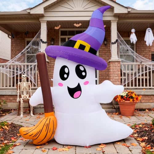 Halloween Inflatable Ghost with LED Lights, 6 Feet Outdoor Yard Decoration