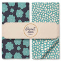 Turquoise Microfiber Dish Towels 2-Piece Set - Waffle Weave Kitchen Towels with Hanging Loops