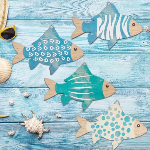 Wood Fish Wall Decor - Nautical Coastal Beach Art Set - Style2
