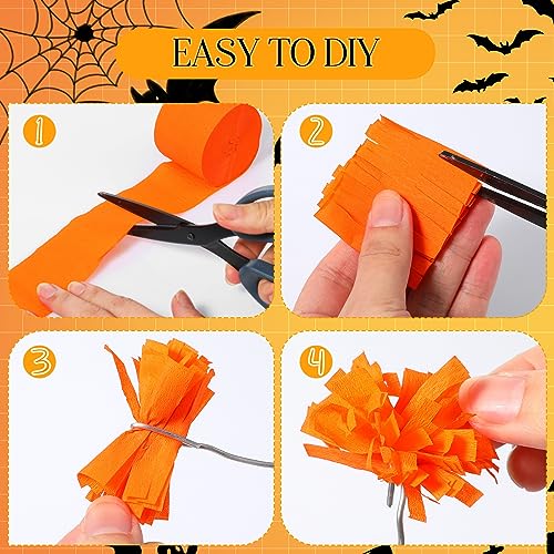 Crepe Paper Streamers Set - 24 Rolls, 1.8 Inch x 98 Feet, Purple, Orange, Black - Party Decorations