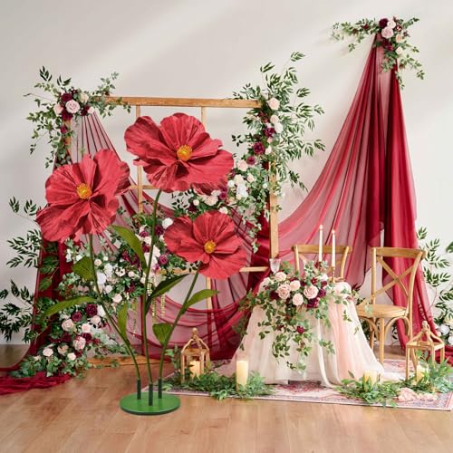 Large Red Poppy Flower Decoration - 5.5ft Outdoor Halloween Decor