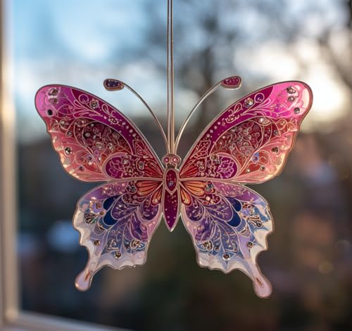 Butterfly Christmas Ornaments Set - Handmade Acrylic Wall Decor & Holiday Gift