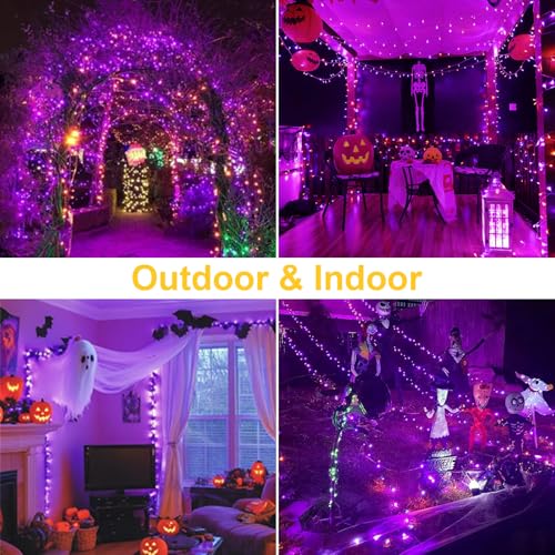 Purple Halloween String Lights - 36FT 500 LED Cluster Lights with 16 Modes, Indoor Outdoor Decor