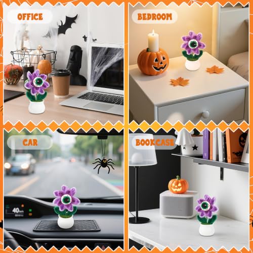 Purple Knitted Eyeball Flower Halloween Decor Spooky Home Gift Ornament