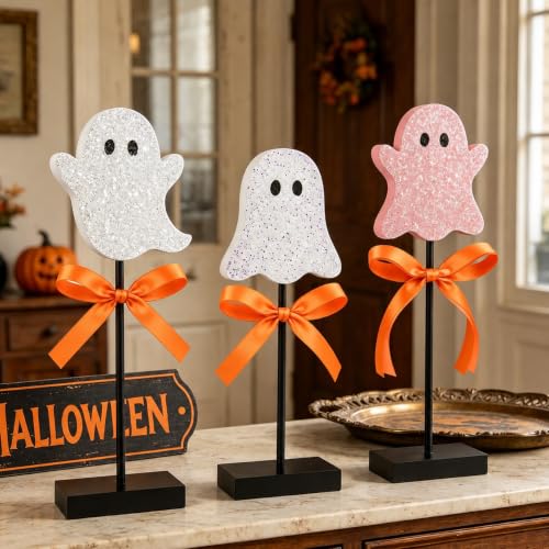 Halloween Ghost Table Decor Set - Indoor Farmhouse Seasonal Halloween Decoration - Variation: Ghost