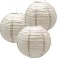 Grey Paper Lanterns 3-Pack - 12 Inch Decorative Round Chinese Party Lanterns for Wedding & Celebration
