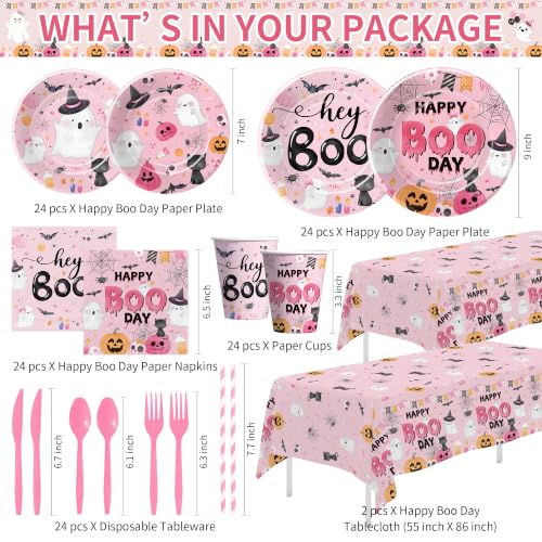 Pink Halloween Party Decorations Set for Girls - Serves 24