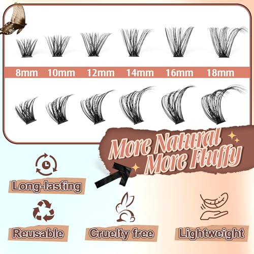 F.80D Fluffy Thick Cluster Eyelash Extensions 360 Pcs 8-18MM False Lashes