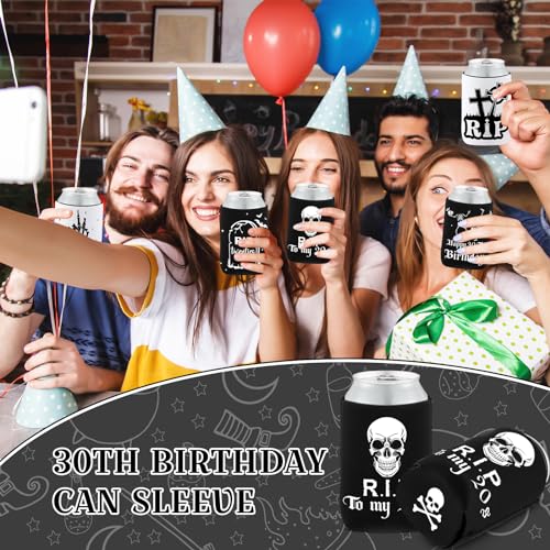 Gothic 24-Pack Death to My Twenties Can Coolers, 30th Birthday Skull RIP