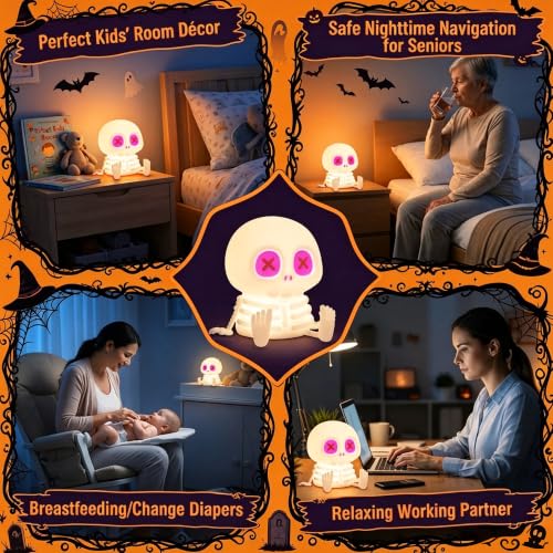 Pet Skeleton Skull Night Light RGB Skeleton Halloween Decor Gift - Kid Safe