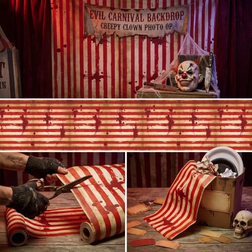 Creepy Carnival Table Runner Roll - 25 Feet Long x 16 Inches Wide - Creepy Circus Variation