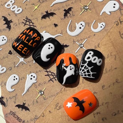 Halloween Ghost Nail Stickers Set - Diamonds Stars Ghost Variation