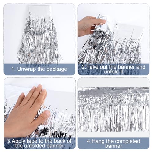Silver Foil Fringe Garland Pack for Party Decorations - 30 Feet