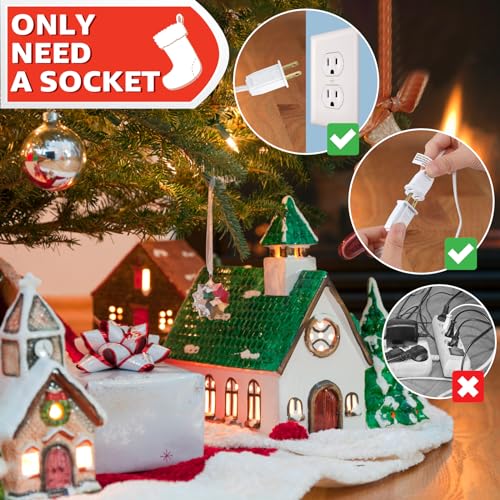 Christmas Village Lights with 10 LED Bulb and Clips - Snow Village C7 String Lights