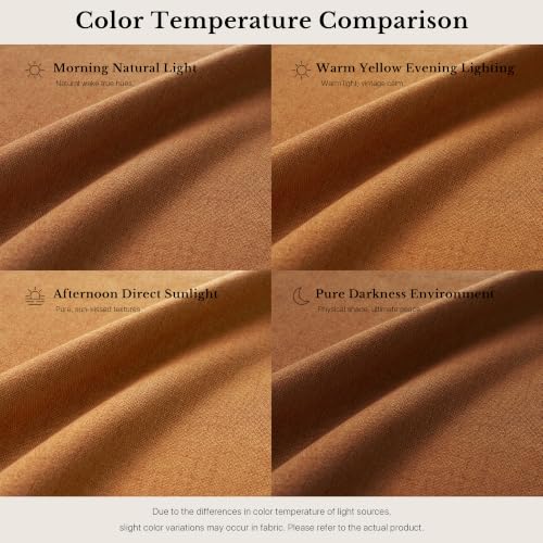 Blackout Linen Curtains - Burnt Orange, 2 Panels, 90 Inch Long, Versatile Window Treatment with 3 Hanging Styles