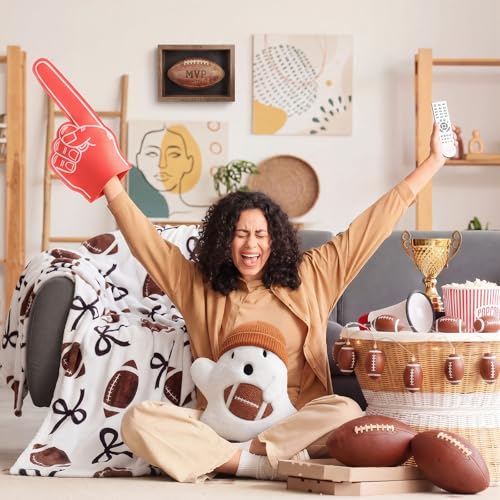 Halloween Football Throw Blanket & Ghost Pillow Set - Cozy Holiday Decor