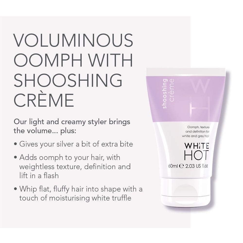 White Hot Short Hair Duo:Glorious Shampoo & Shooshing Crème to give grey & white hair volume & oomph