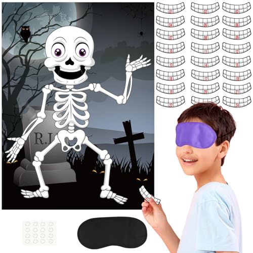 Halloween Pin The Teeth on The Skeleton Skull Game - Mr. Bones Variation