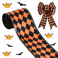 Wired Satin Ribbon for Crafts & Decorations - Orange-Rhombus, 2.5 Inch x 6 Yards