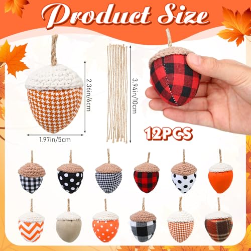 12 Pcs Fall Acorn Ornaments Hanging Decor for Thanksgiving Autumn Home
