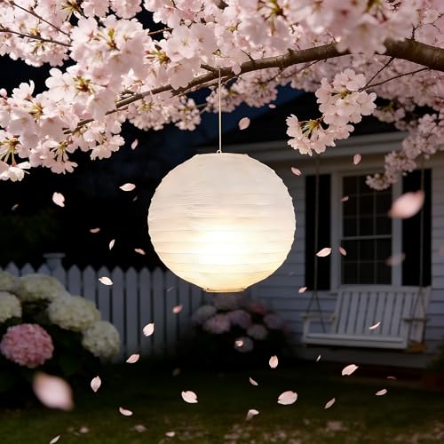 12-Inch White Paper Lanterns with LED Lights - Reusable Wedding & Party Decor (6 Pack)