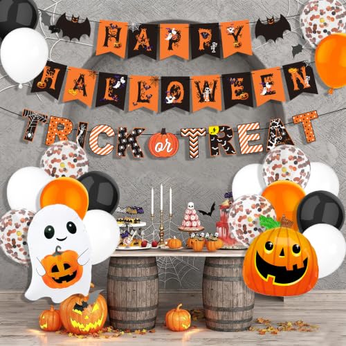 Pumpkin Halloween Party Decorations Set with Balloons & Banners - Spooky Theme
