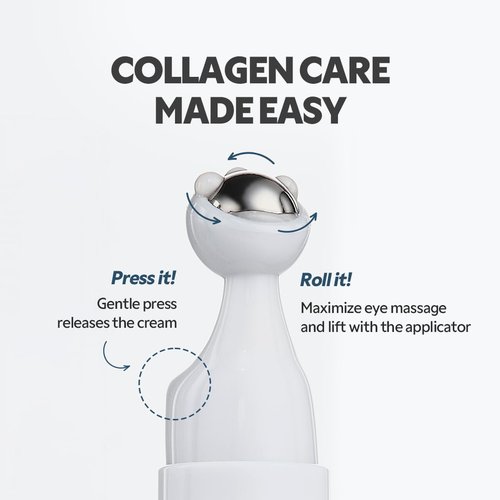 TIRTIR Collagen Lifting Eye Cream - Roller Applicator, Wrinkle Spot Treatment, Revitalizing Moisturizer,Tightening Under Eye For Wrinkles,Fine Lines, Under Eye Bags, Lift Treatment For Men & Women