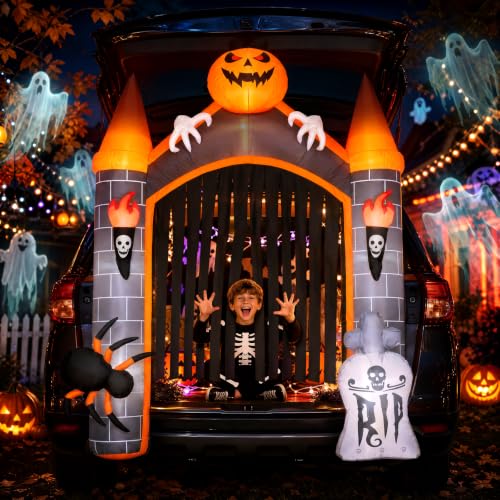 Pumpkin Halloween Inflatable Car & Yard Decoration with Built-in LEDs - 6.3FT