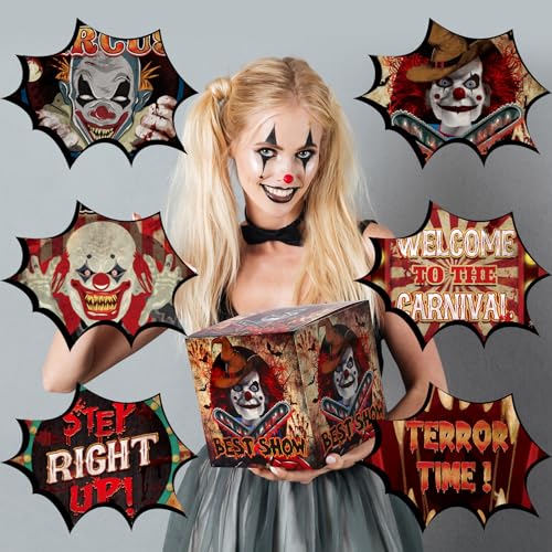 Halloween Carnival Creepy Gift Boxes - Set of 6, Horror Circus Party Decorations - Carnival Variation