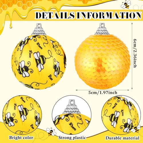 Vivid Bee Ornament Set - 24 Hanging Decorations for Tree, Party, Holiday