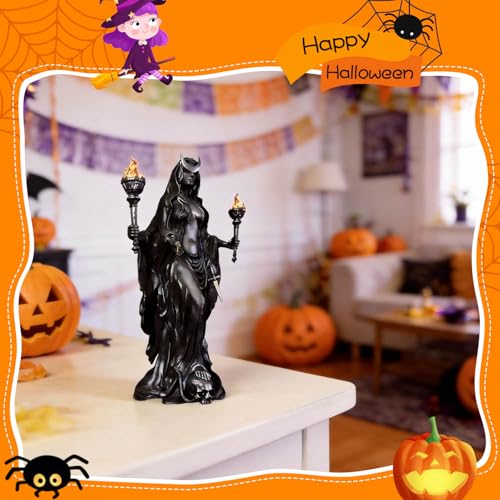 Gothic Resin Statue Hecate Torch - Spooky Decor Figurine for Home & Office