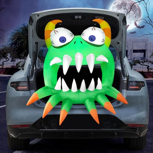 Halloween Inflatable Monster with LEDs for Yard & Car Decor - 4 ft Tall