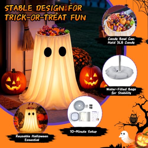 Halloween Ghost Candy Bowl with Glowing Lights & 8 Modes - Indoor & Outdoor Decor