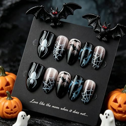Halloween Press On Nails Medium Almond Dark Style - Variation 46, 30Pcs