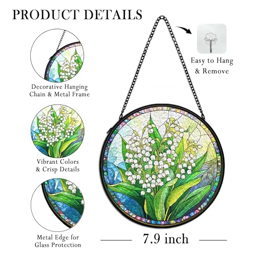 Floral Whimsical Suncatcher - Stained Glass Window Hanging Decor, 7.9 Inch, Variation of THIS listing
