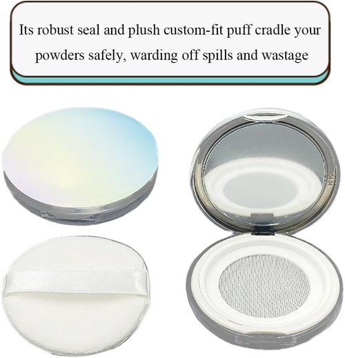 HAHIYO Travel Makeup Case - Refillable Cosmetic Jar with Holographic Lid & Mirror | 2Pcs 5ml/0.2oz
