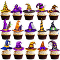 48Pcs Witch Hat Cupcake Toppers Halloween Party Decorations - Witch Hat Theme