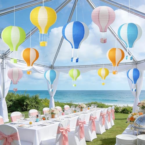6 Pack Hot Air Balloon Paper Lanterns 12 Inch Hanging Ceiling Decor for Party Events