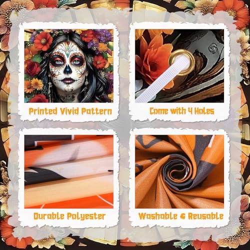 Day of The Dead Door Cover Banner for Fiesta & Halloween Decorations 72x35"