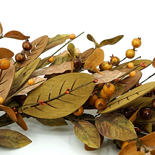 Fall Wreath 20 Inch Autumn Front Door Decor with Magnolia Leaves and Pomegranate