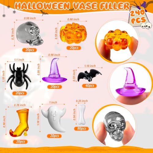 Halloween Vase Filler Set - 240 Orange and Purple Decor Elements for Parties and Home