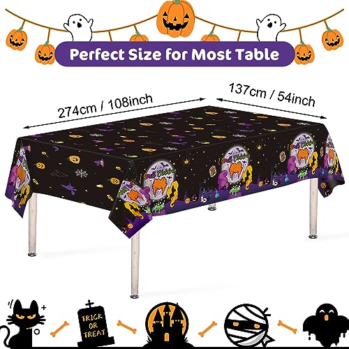Halloween Hocus Pocus Disposable Tablecloth Set - 3 Pack, 108x54 Inch - Witch & Pumpkin Party Decor