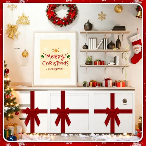 8 Pcs Christmas Cabinet Ribbons Bows Velvet Decor - Holiday Party Supplies
