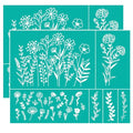 Silkscreen Stencil Reusable Self-Adhesive Pattern for Wood Fabric Wall Decor - Blooming Flowers